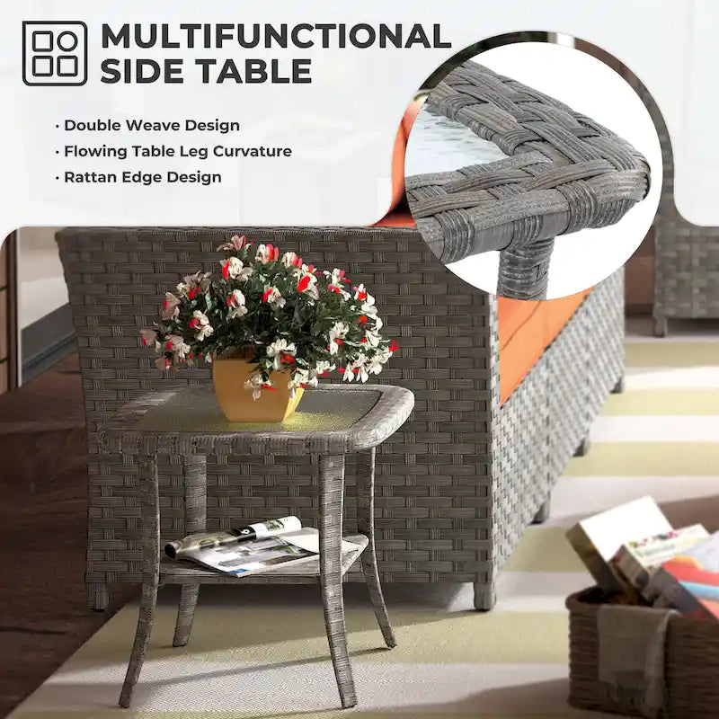 HOOOWOOO 9-piece Handwoven Wicker Patio Sectional Set with Swivel Rocking Chair