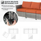 HOOOWOOO 9-piece Handwoven Wicker Patio Sectional Set with Swivel Rocking Chair