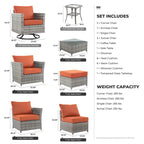 HOOOWOOO 9-piece Handwoven Wicker Patio Sectional Set with Swivel Rocking Chair