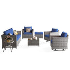 HOOOWOOO 9-piece Handwoven Wicker Patio Sectional Set with Swivel Rocking Chair