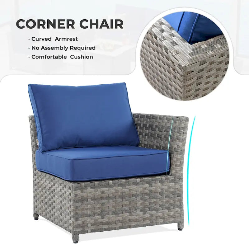 HOOOWOOO 9-piece Handwoven Wicker Patio Sectional Set with Swivel Rocking Chair