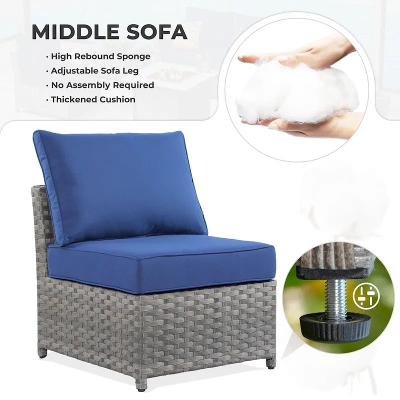 HOOOWOOO 9-piece Handwoven Wicker Patio Sectional Set with Swivel Rocking Chair