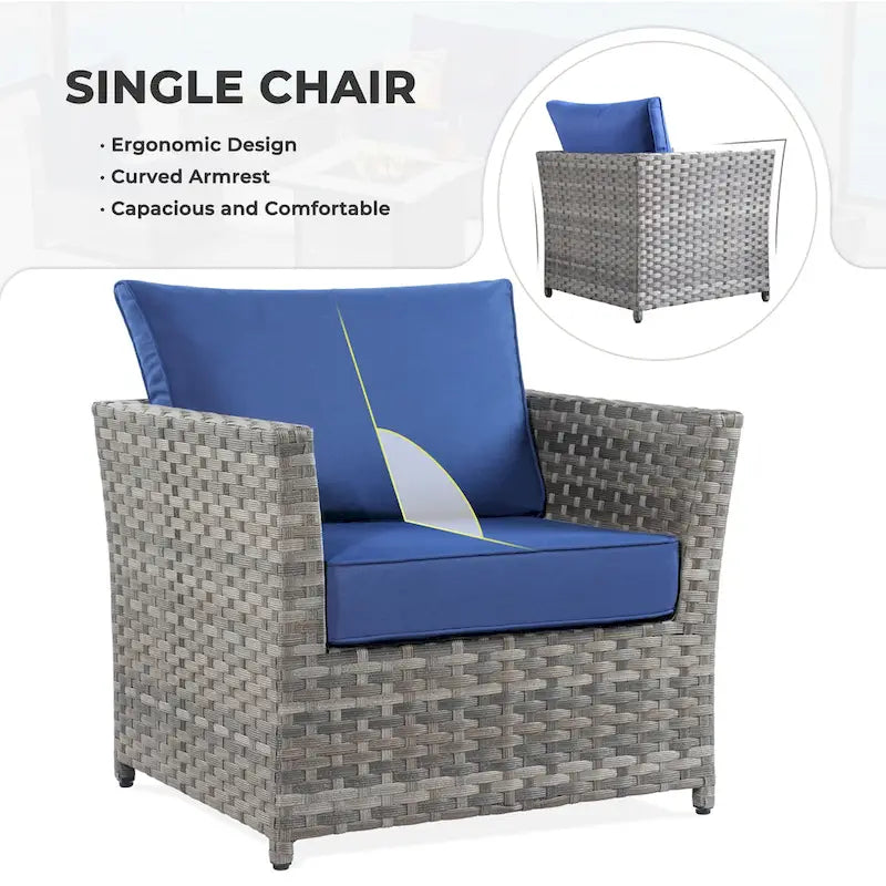 HOOOWOOO 9-piece Handwoven Wicker Patio Sectional Set with Swivel Rocking Chair