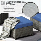 HOOOWOOO 9-piece Handwoven Wicker Patio Sectional Set with Swivel Rocking Chair