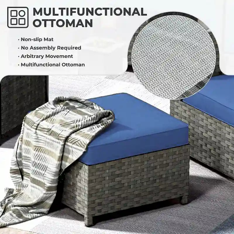 HOOOWOOO 9-piece Handwoven Wicker Patio Sectional Set with Swivel Rocking Chair