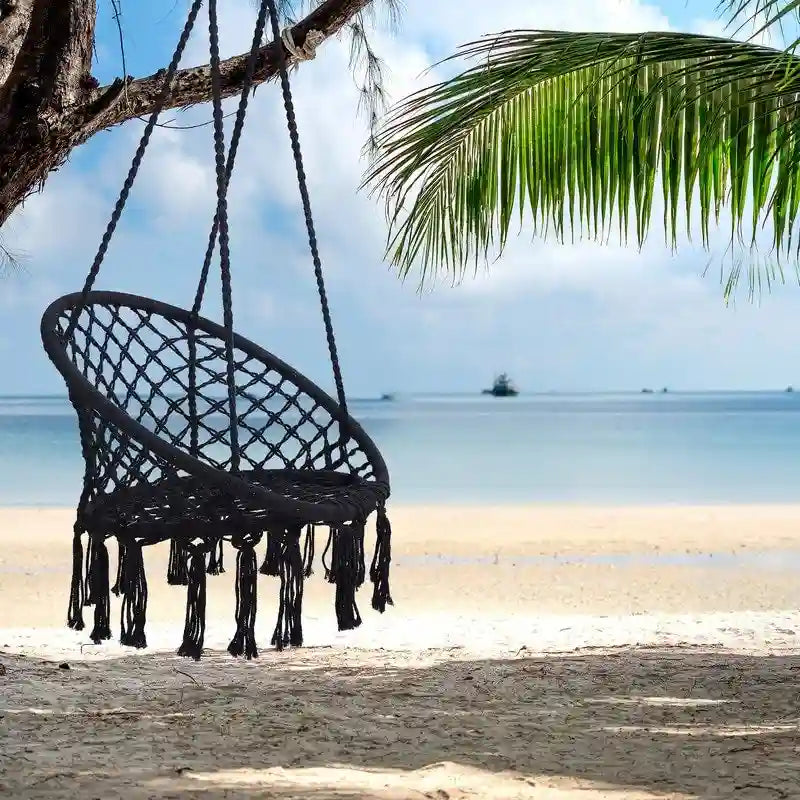 Max 330 Lbs Hanging Cotton Rope Hammock Swing Chair Indoor Outdoor