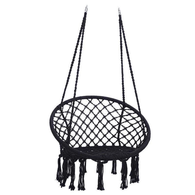 Max 330 Lbs Hanging Cotton Rope Hammock Swing Chair Indoor Outdoor