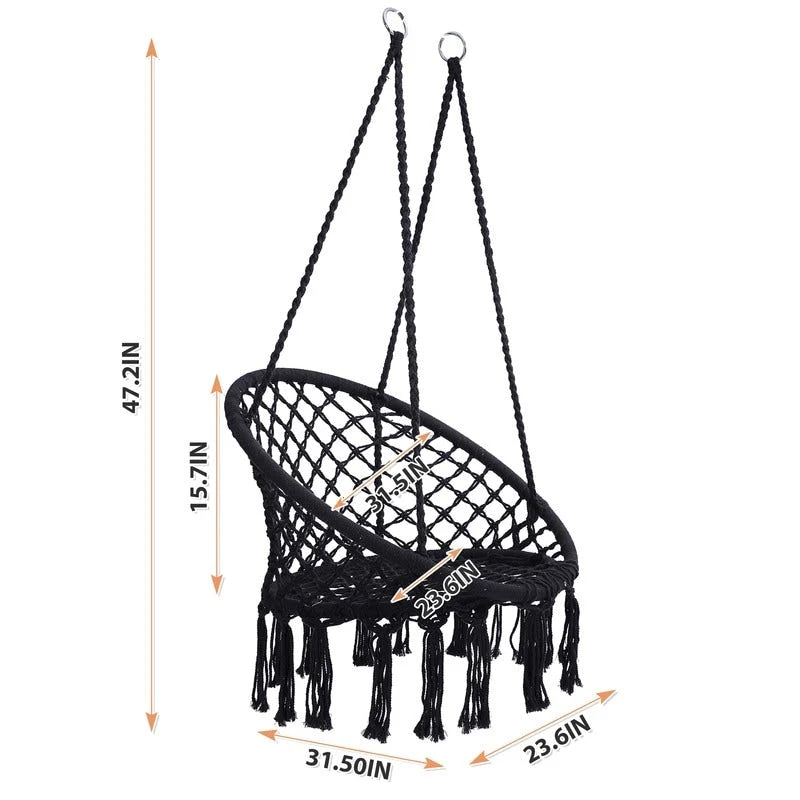 Max 330 Lbs Hanging Cotton Rope Hammock Swing Chair Indoor Outdoor