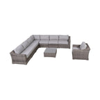 LSI 9 Piece Rattan Sectional Seating Group with Cushions