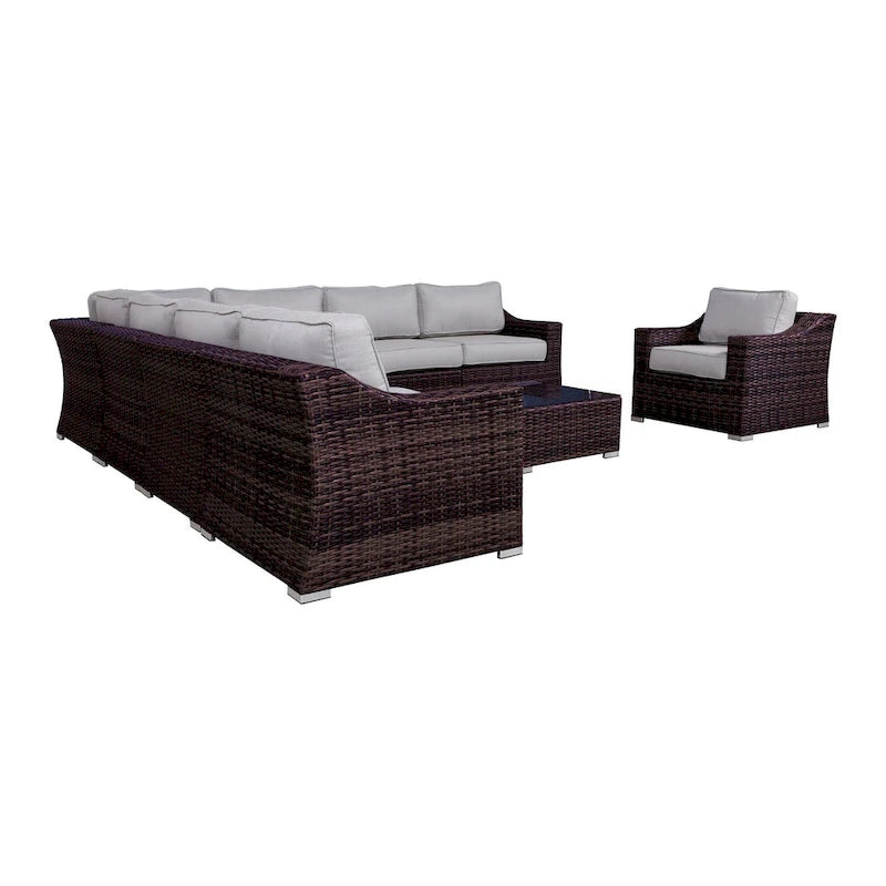 LSI 9 Piece Rattan Sectional Seating Group with Cushions