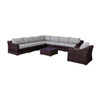 LSI 9 Piece Rattan Sectional Seating Group with Cushions