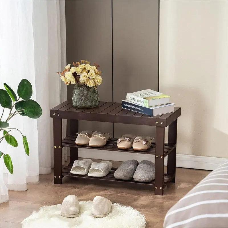3-Tier Shoe Rack Bench - 11 D x 27.6 W x 17.7 H