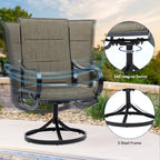 Patio Dining Set with 23 W Upholstered Swivel Chairs and Table