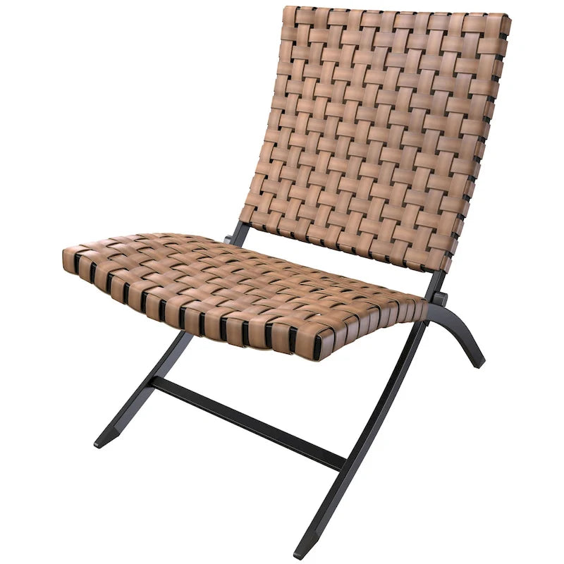 3 Piece Rattan Patio Set Furniture Foldable Wicker Lounger Chairs and Coffee Table Set For Outdoor Backyard Lawn Balcony