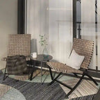 3 Piece Rattan Patio Set Furniture Foldable Wicker Lounger Chairs and Coffee Table Set For Outdoor Backyard Lawn Balcony