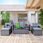 6 piece All-Weather Wicker rattan Patio Outdoor Sectional Set