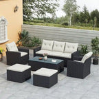 6 piece All-Weather Wicker rattan Patio Outdoor Sectional Set
