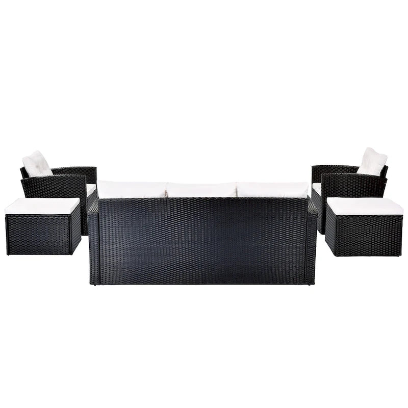6 piece All-Weather Wicker rattan Patio Outdoor Sectional Set