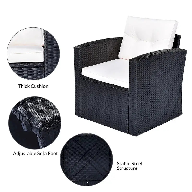 6 piece All-Weather Wicker rattan Patio Outdoor Sectional Set