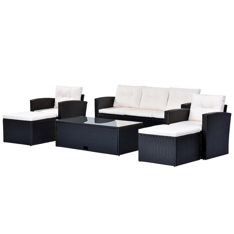 6 piece All-Weather Wicker rattan Patio Outdoor Sectional Set