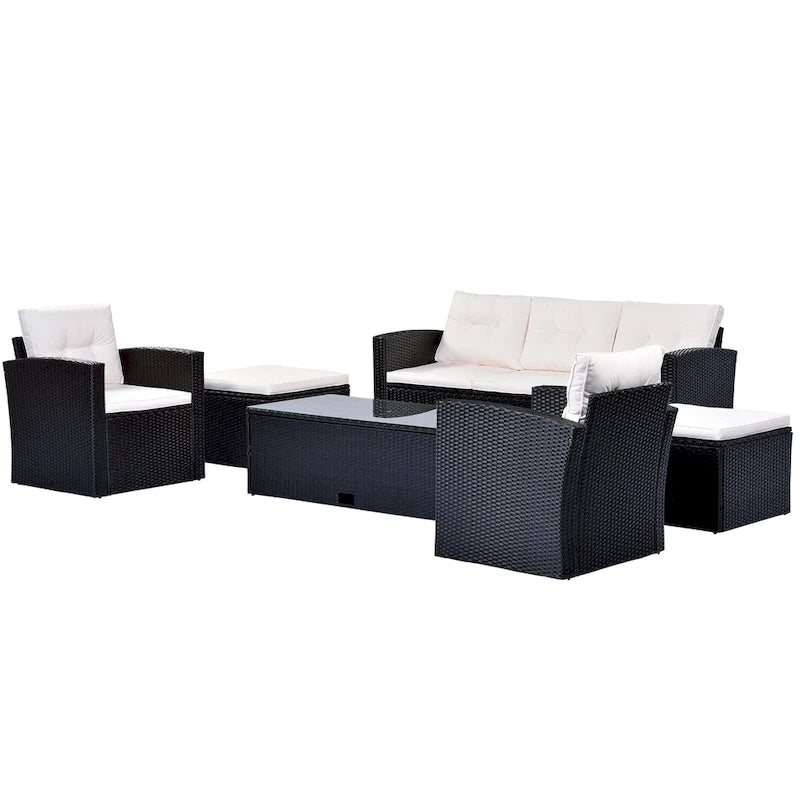 6 piece All-Weather Wicker rattan Patio Outdoor Sectional Set