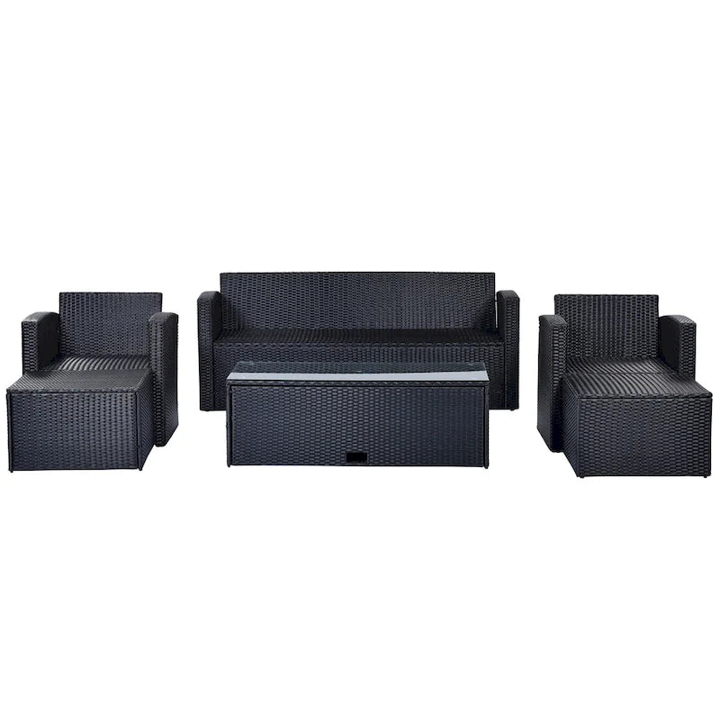 6 piece All-Weather Wicker rattan Patio Outdoor Sectional Set