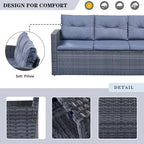 6 piece All-Weather Wicker rattan Patio Outdoor Sectional Set