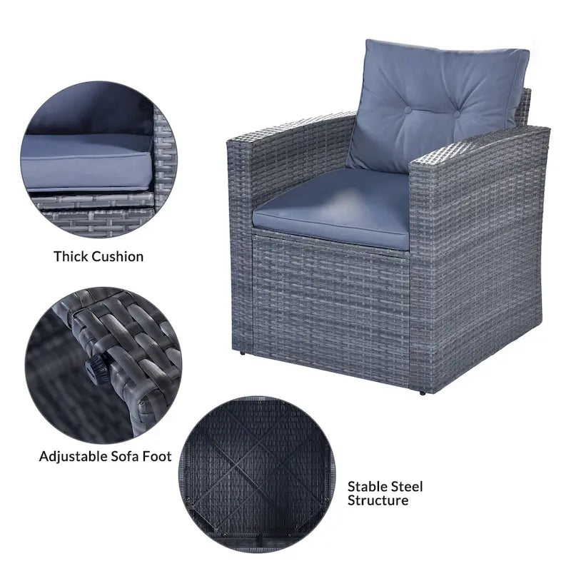 6 piece All-Weather Wicker rattan Patio Outdoor Sectional Set