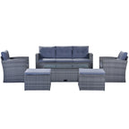 6 piece All-Weather Wicker rattan Patio Outdoor Sectional Set