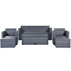6 piece All-Weather Wicker rattan Patio Outdoor Sectional Set