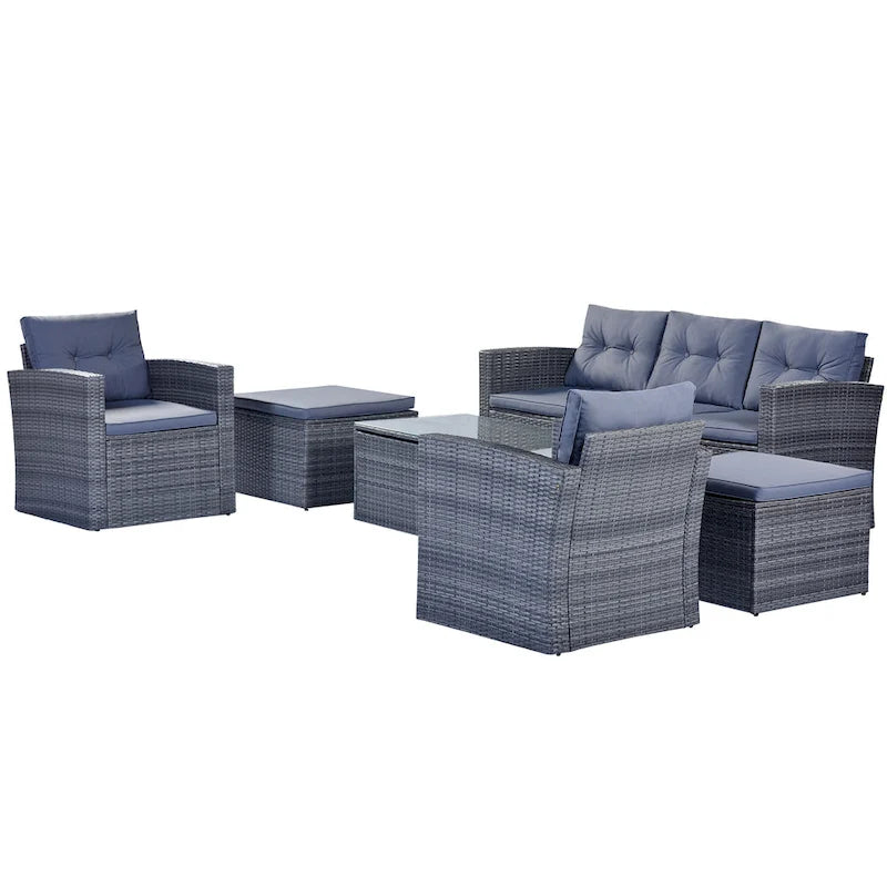 6 piece All-Weather Wicker rattan Patio Outdoor Sectional Set