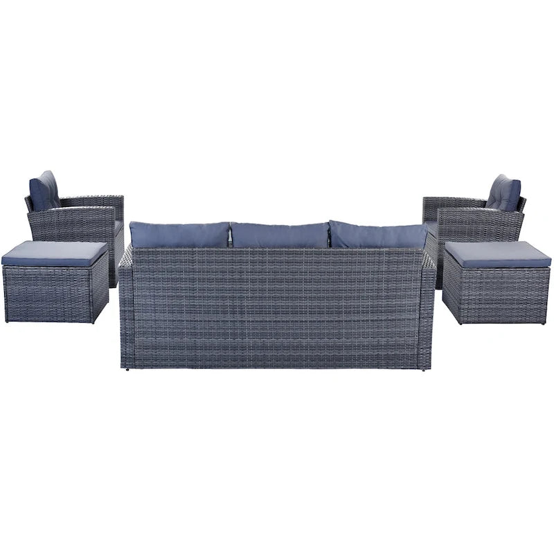 6 piece All-Weather Wicker rattan Patio Outdoor Sectional Set