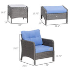 Outsunny 5-piece Wicker Patio Chairs, Ottomans, and Coffee Table Set