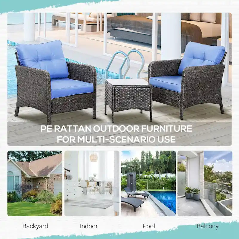 Outsunny 5-piece Wicker Patio Chairs, Ottomans, and Coffee Table Set