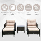 Outsunny 5-piece Wicker Patio Chairs, Ottomans, and Coffee Table Set