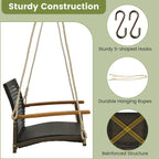 Outdoor Single Swing Chair Bench Rattan Porch Swing w/ Cushion