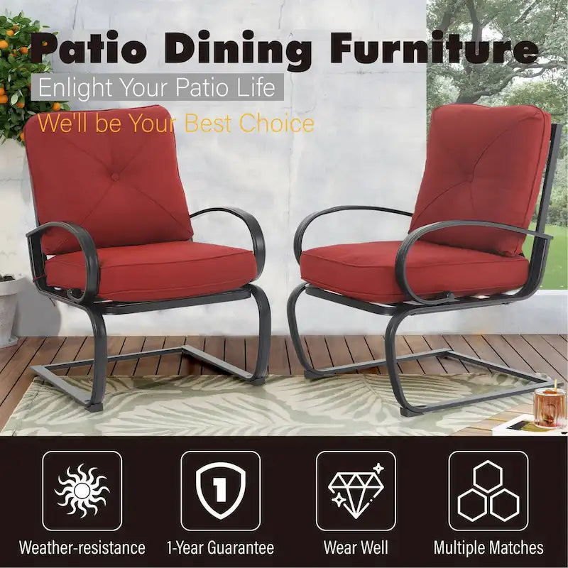 3-Piece Patio Bistro Set Dining Set Outdoor Chair Set, Round Side Table with Wood-Like Top