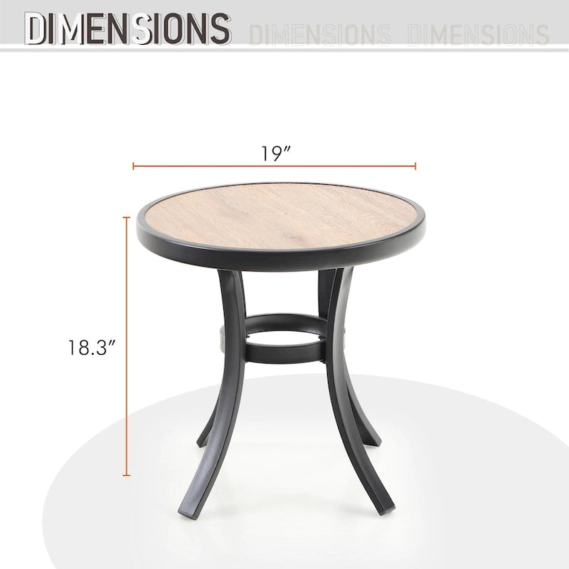 3-Piece Patio Bistro Set Dining Set Outdoor Chair Set, Round Side Table with Wood-Like Top