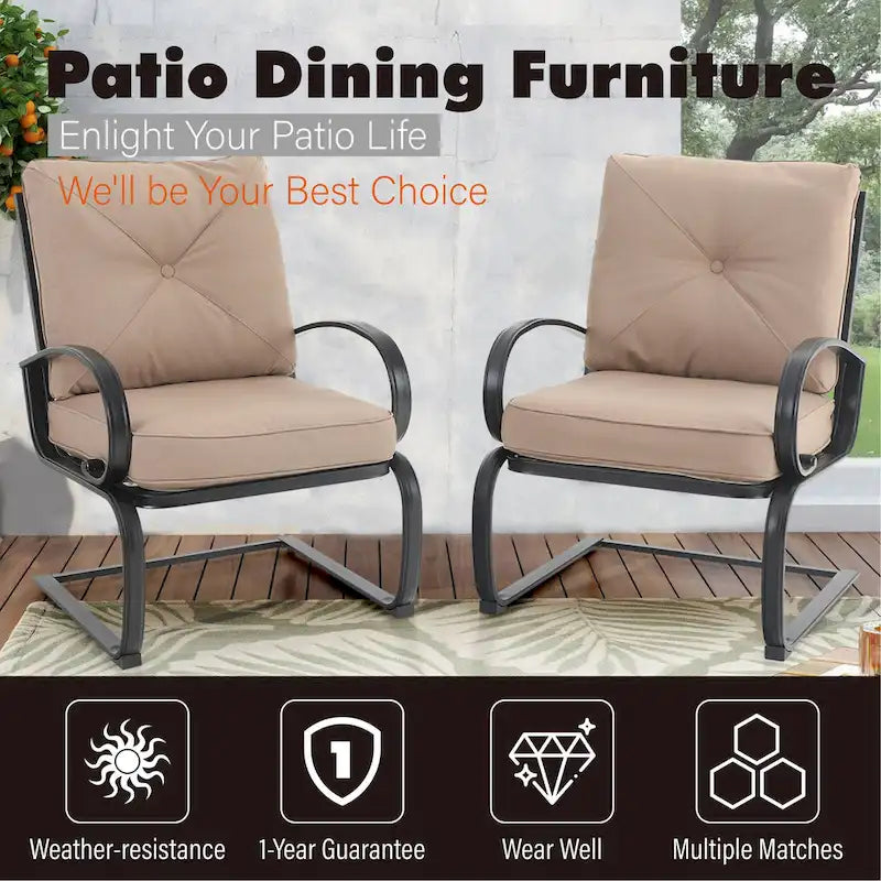 3-Piece Patio Bistro Set Dining Set Outdoor Chair Set, Round Side Table with Wood-Like Top