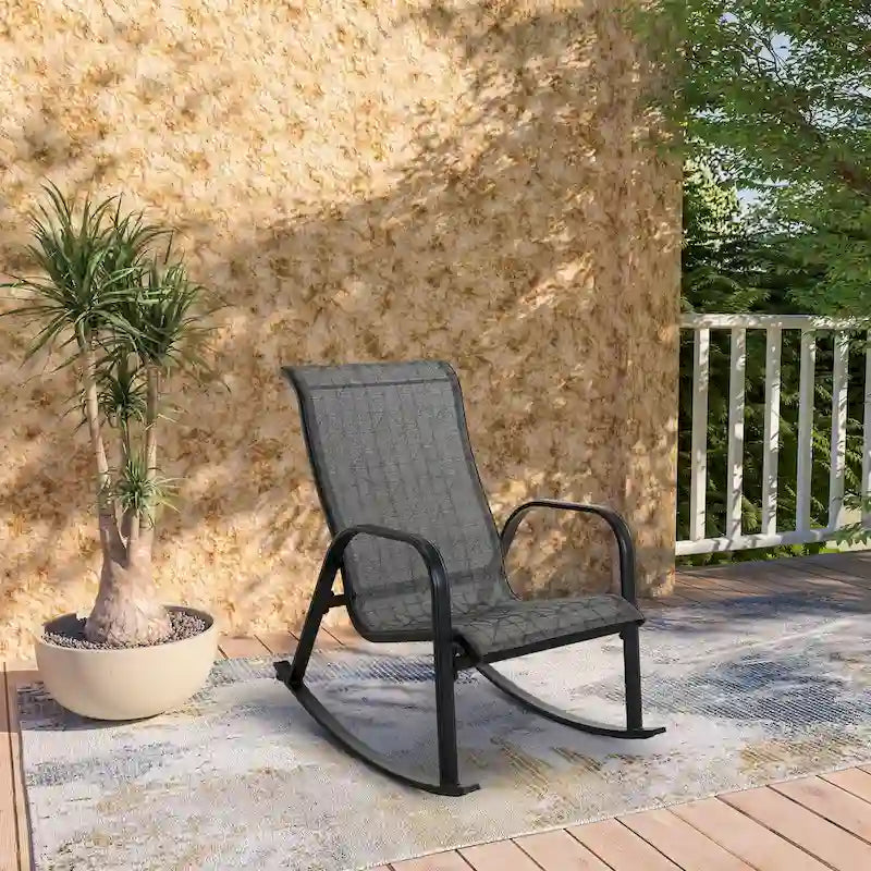 Single Iron Frame Removable Teslin Rocking Chair
