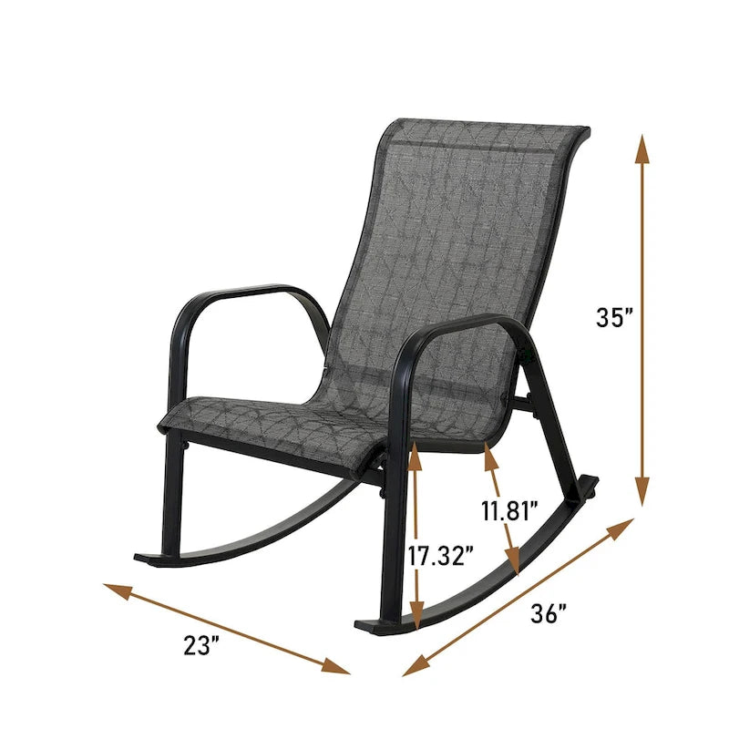 Single Iron Frame Removable Teslin Rocking Chair