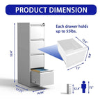 4 Drawer Metal Vertical Filing Cabinet with Lock,A4 Legal/Letter Size