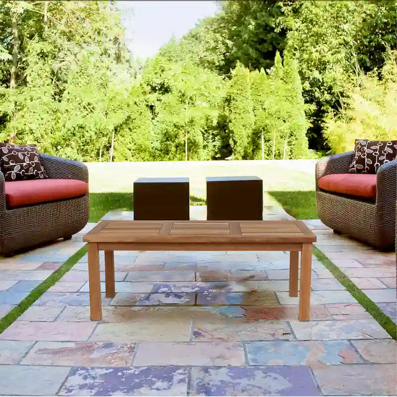 RRI Goods Teak Outdoor Coffee Table 24 X 48  Rectangular Table for Patio, Balcony, Lawn, Deck, Backyard, Terrace