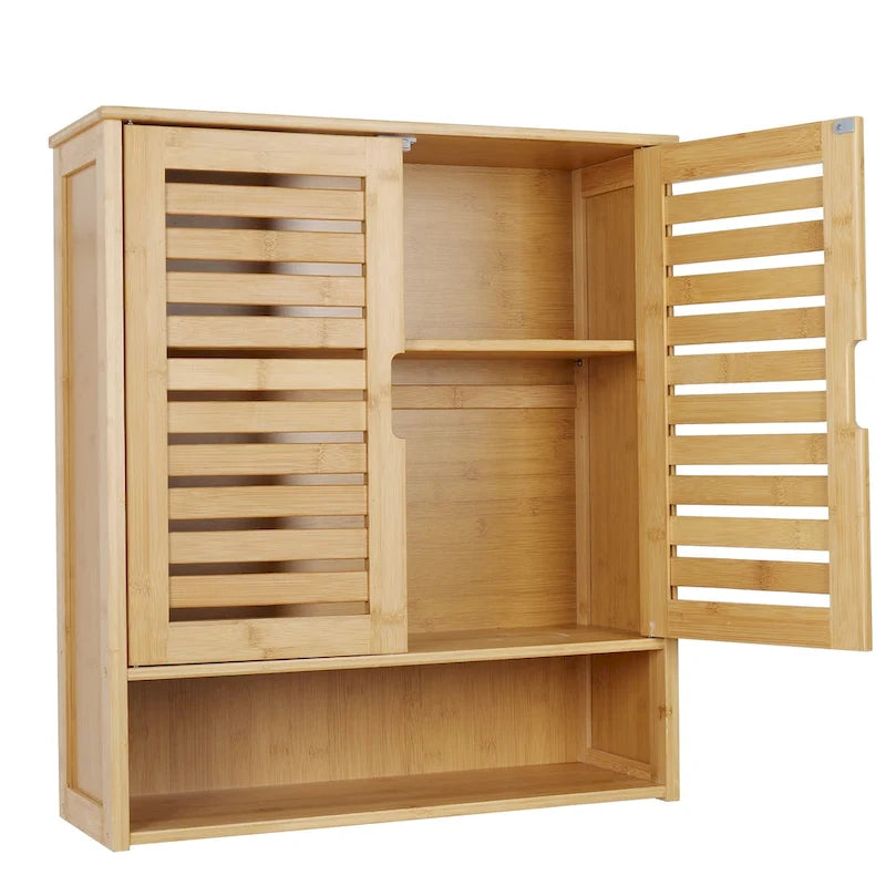 Bathroom Wall Cabinet Storage Organizer with Adjustable Shelf Double Door