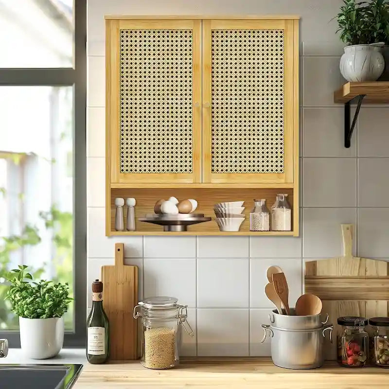 Bathroom Wall Cabinet Storage Organizer with Adjustable Shelf Double Door