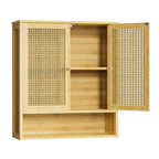 Bathroom Wall Cabinet Storage Organizer with Adjustable Shelf Double Door