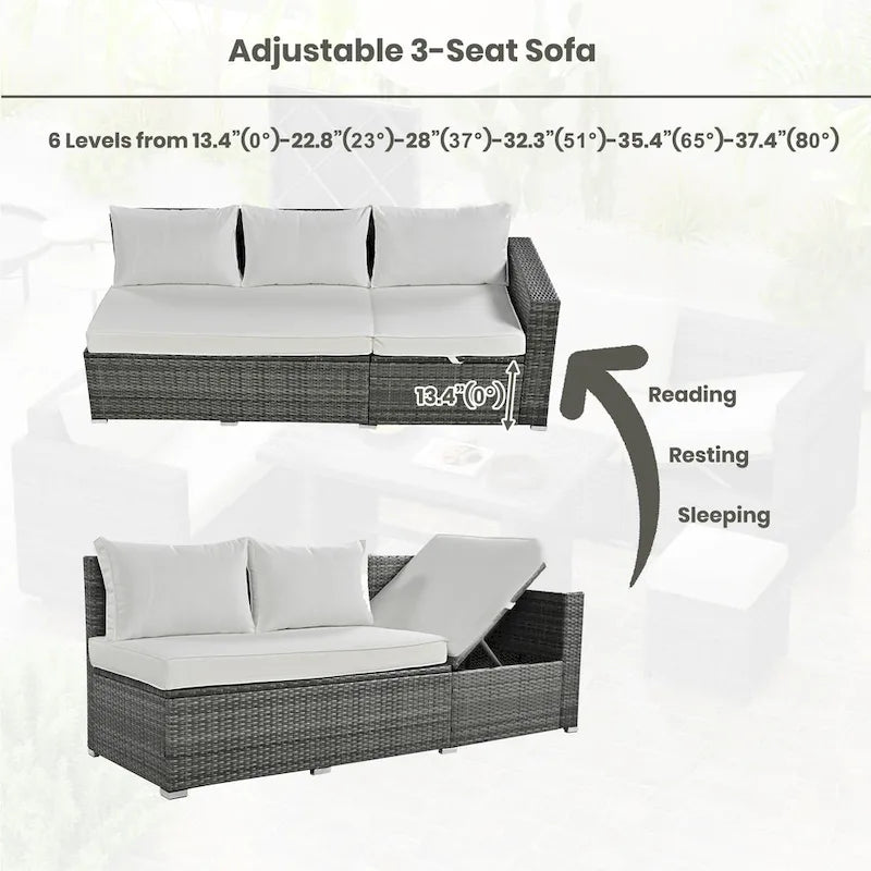 TOPMAX 6-Piece Wicker Sectional Furniture Set with Adjustable Seat, Storage Box