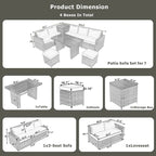 TOPMAX 6-Piece Wicker Sectional Furniture Set with Adjustable Seat, Storage Box