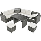 TOPMAX 6-Piece Wicker Sectional Furniture Set with Adjustable Seat, Storage Box