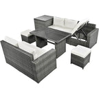 TOPMAX 6-Piece Wicker Sectional Furniture Set with Adjustable Seat, Storage Box